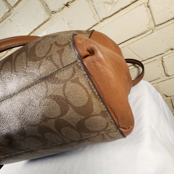 Euc Coach Christie Carryall Khaki Signature 2 Way Shoulder Bag Handbag Purse - Picture 7 of 12